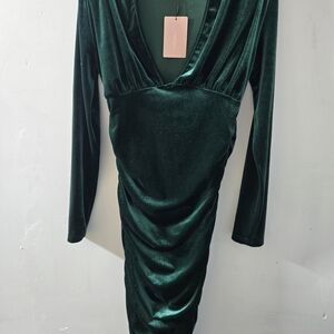 Elegant Green Velvet Dress